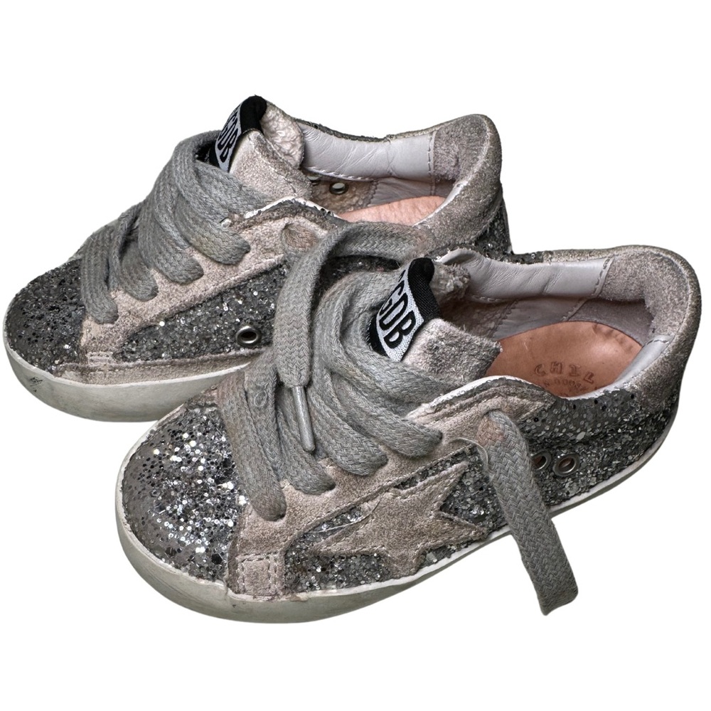 Golden Goose Superstar Silver Glitter Low-Top Sneakers, Baby/Toddler